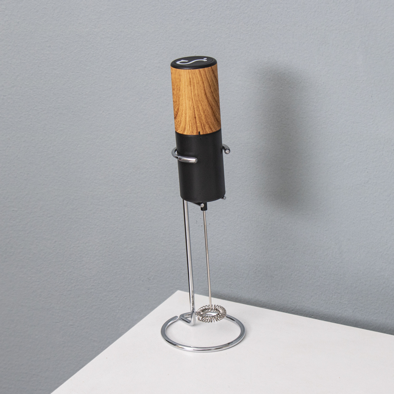 Milk Frother Electric with Stand Holder - Wooden - Conalli